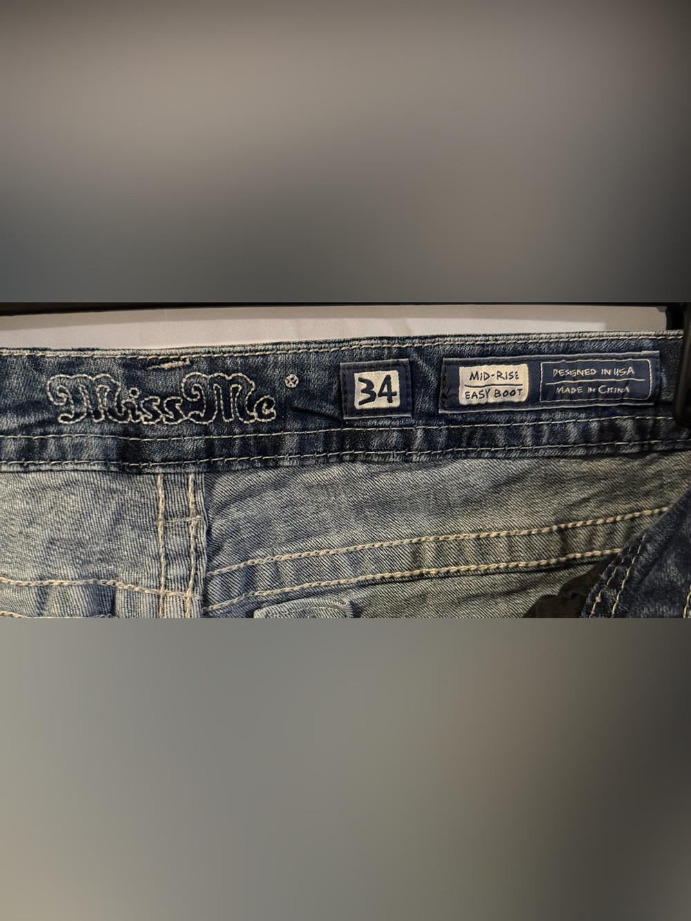 Miss Me Distressed Boot Cut Jeans in Washed Blue- altered. - Picture 3 of 5